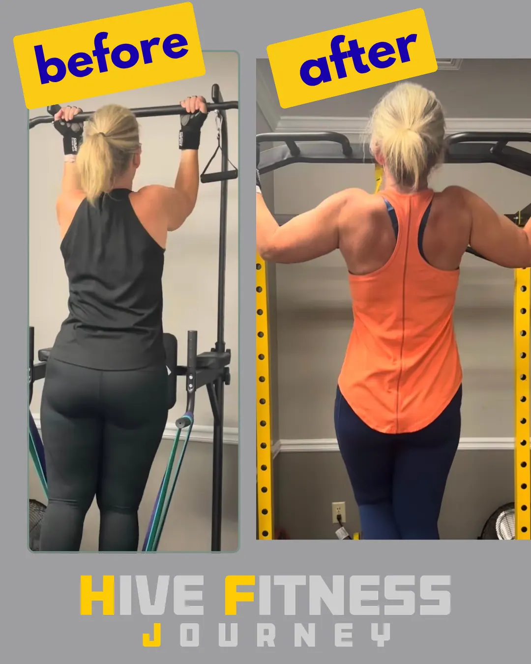 Hive Fitness Journey before and after first pull-up transformation  -  Woodstock, GA